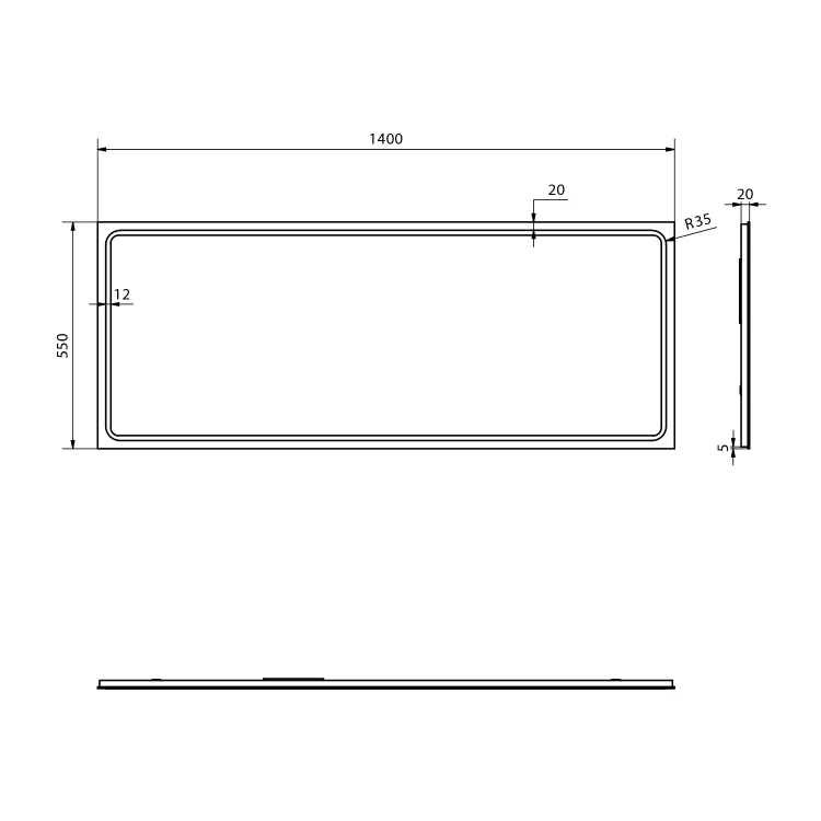 Rysunek techniczny - GEMINI lustro z LED oświetleniem 140x55cm