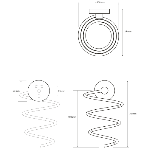 Rysunek techniczny - X-ROUND uchwyt na suszarkę, spiralowy, chrom
