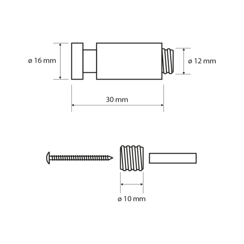 Rysunek techniczny - X-ROUND COPPER haczyk 30mm, miedź mat