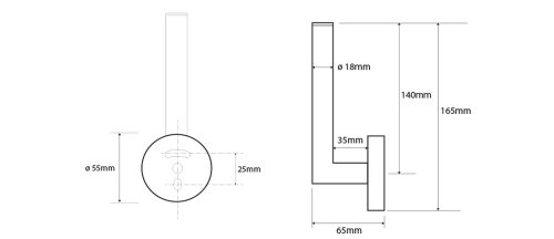 Rysunek techniczny - X-ROUND COPPER wieszak na papier toaletowy, miedź mat