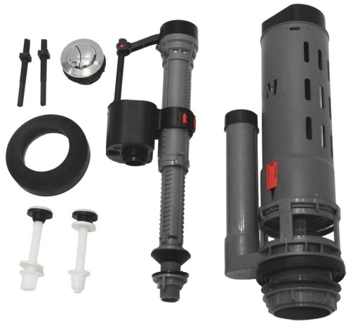 Mechanizm spłukujący z przyciskiem DUAL 49 mm, napełnianie od dołu 1/2", chrom