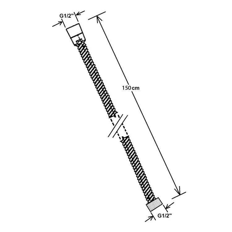 Rysunek techniczny - POWERFLEX wąż prysznicowy plastikowy, 150cm, złoto mat