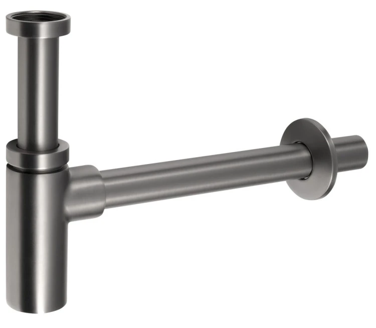 Syfon umywalkowy 5/4", odpływ 32mm, okrągły, gun metal