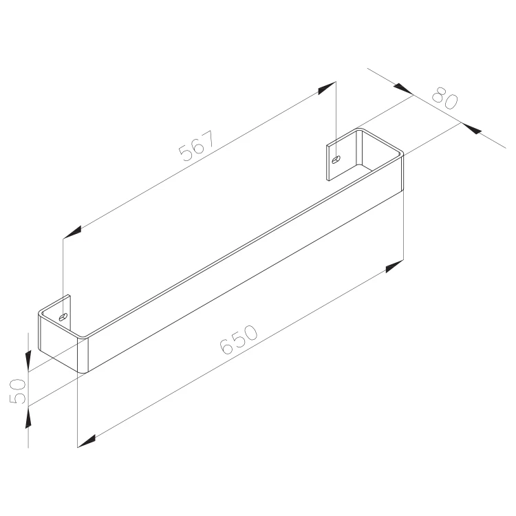 Rysunek techniczny - COLONNA wieszak na ręczniki 650mm, stal nierdzewna mat
