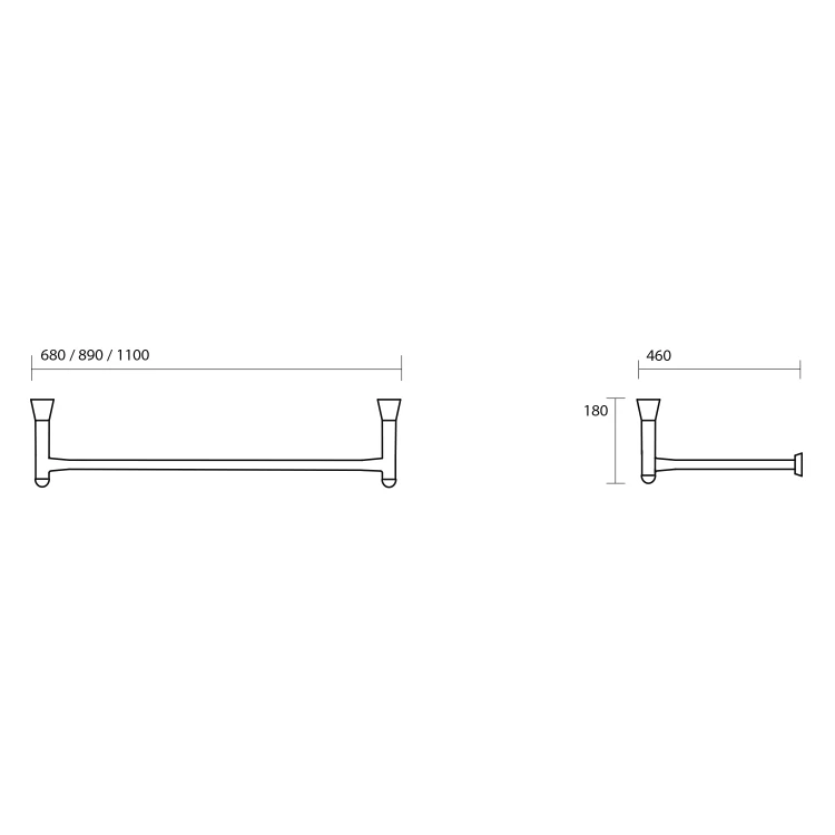 Rysunek techniczny - THE NEW YORKER konstrukcja wisząca pod umywalkę 120cm, chrom