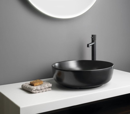 RONDEA umywalka ceramiczna nablatowa średnica 41cm, czarny mat #2
