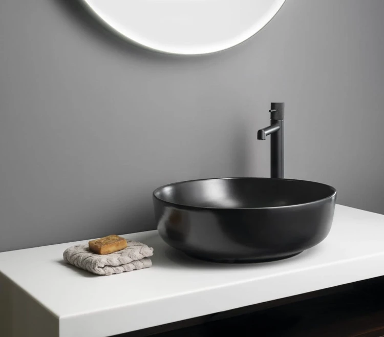 RONDEA umywalka ceramiczna nablatowa średnica 41cm, czarny mat #2