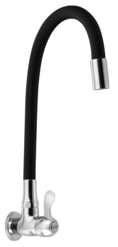 Zawór kulowy ścienny 1/2", z elastyczną wylewką, chrom/czarny mat