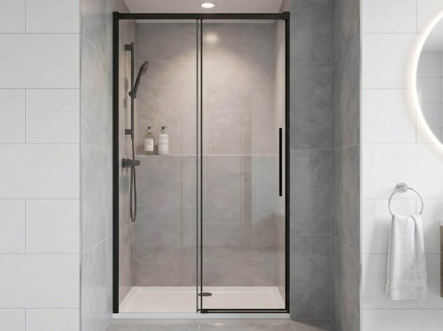 LUXOR BLACK drzwi prysznicowe 1300mm, szkło czyste