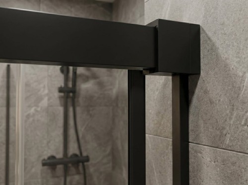 LUXOR BLACK drzwi prysznicowe wejście z rogu 800mm, szkło czyste #2