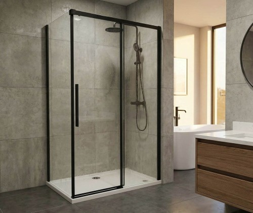 LUXOR BLACK ścianka boczna 900mm, szkło czyste #2