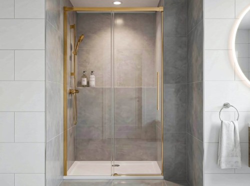 LUXOR GOLD MATT drzwi prysznicowe 1200mm, szkło czyste