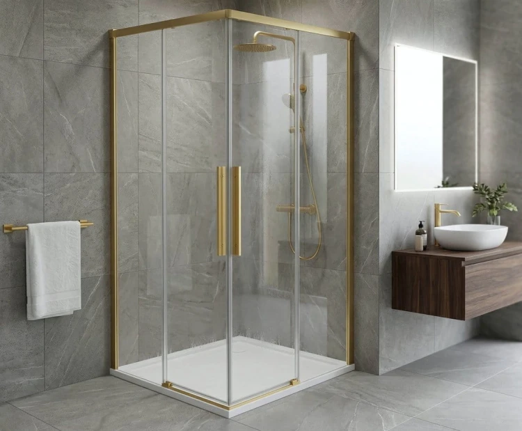 LUXOR GOLD MATT drzwi prysznicowe wejście z rogu 800mm, szkło czyste #6