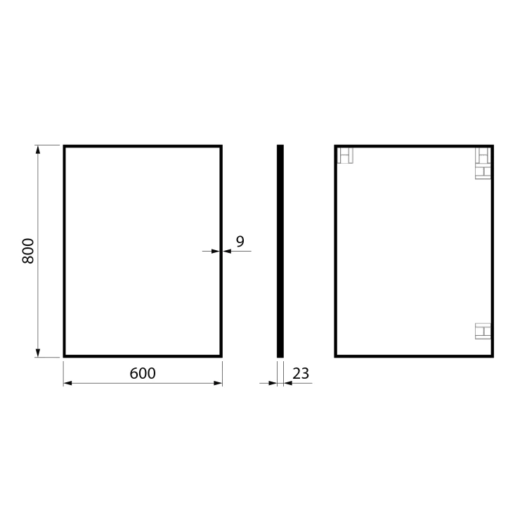 Rysunek techniczny - NOTION SLIM lustro w ramie, 60x80cm, biały mat