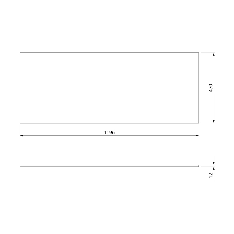 Rysunek techniczny - CIRASA Blat Rockstone 119,6x1,2x47cm, biały mat