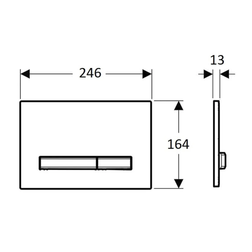 Rysunek techniczny - GEBERIT SIGMA50 Dual flush przycisk spłukujący, biały/czarny chrom