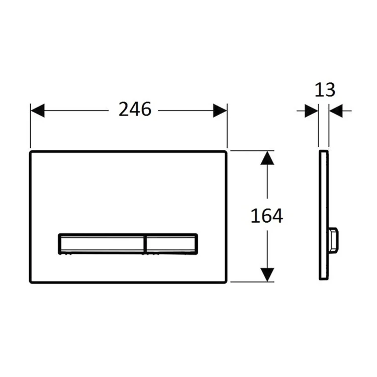 Rysunek techniczny - GEBERIT SIGMA50 Dual flush przycisk spłukujący, biały/czarny chrom