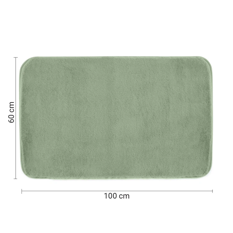Rysunek techniczny - FUZZY dywanik lazienkowy, 60x100cm, 100% polyester, antypoślizgowa, zielony
