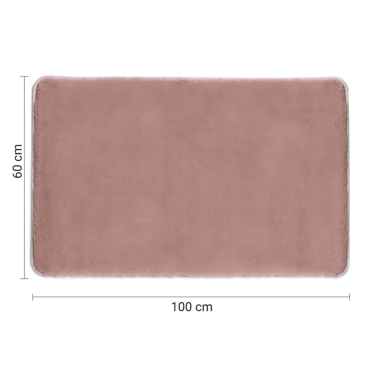 Rysunek techniczny - FUZZY dywanik łazienkowy, 60x100cm, 100% polyester, antypoślizgowa, różowy