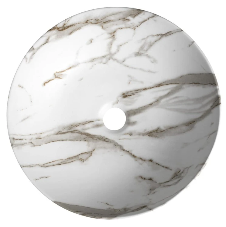 RONDEA umywalka ceramiczna nablatowa średnica 41cm, bianco carrara #4