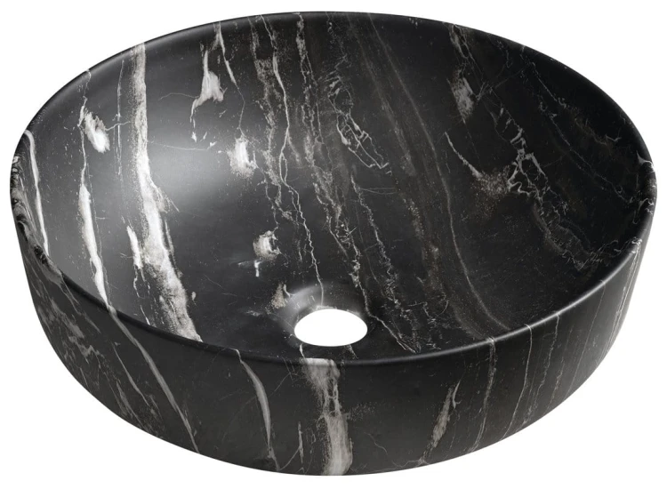 RONDEA umywalka ceramiczna nablatowa średnica 41cm, carnico marmor