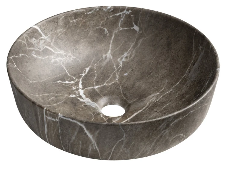 RONDEA umywalka ceramiczna nablatowa średnica 41cm, breccia marmur