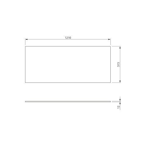 Rysunek techniczny - SKA blat Rockstone 121x1,2x51,5cm, biały mat