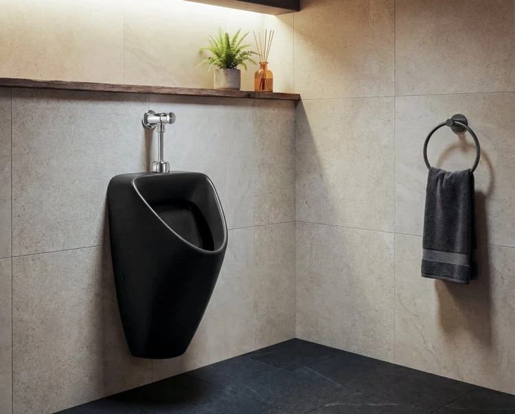 SCHWARN BLACK pisuar ceramiczny, górny dopływ wody, czarny mat #3