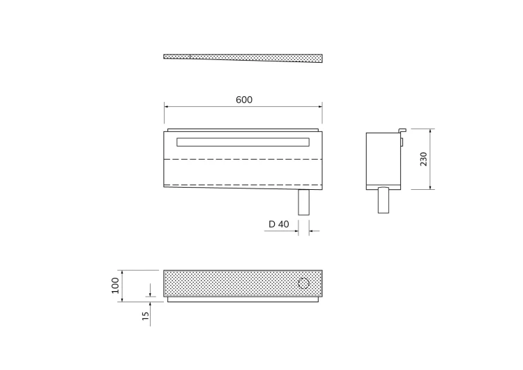 Rysunek techniczny - NIX półka wnękowa do prysznica ze stali nierdzewnej, 60cm