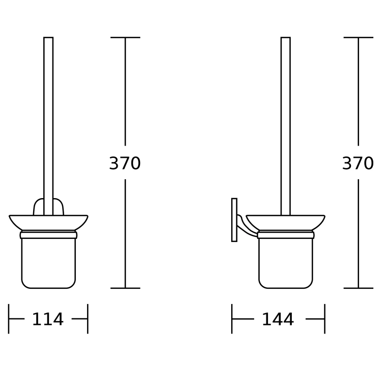 Rysunek techniczny - RUMBA wisząca szczotka do WC, szkło mleczne, chrom