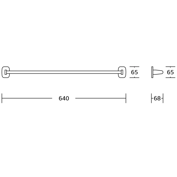 Rysunek techniczny - RUMBA wieszak na ręczniki 640mm, chrom