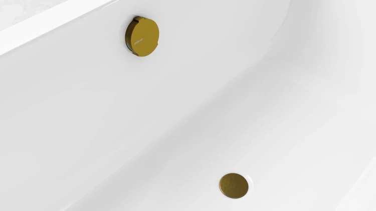 Zestaw wannowy z odpływem, mechanizmem bovdena, długość 600mm, korek 72mm, złoto mat #3