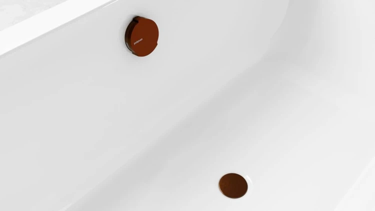 Zestaw wannowy z odpływem, mechanizmem bovdena, długość 600mm, korek 72mm, miedź mat #2