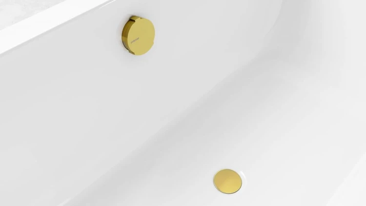 Zestaw wannowy z odpływem, mechanizmem bovdena, długość 800mm, korek 72mm, złoto #2