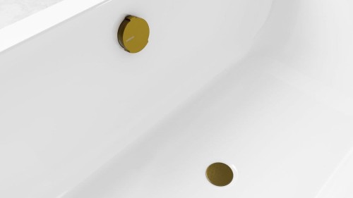 Zestaw wannowy z odpływem, mechanizmem bovdena, długość 1000mm, korek 72mm, złoto mat #2