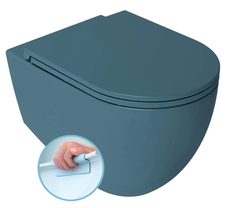 INFINITY miska WC wisząca, Rimless, 36,5x53cm, petrol mat