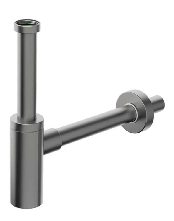 INOXMATER syfon umywalkowy 5/4", odpływ 32mm, stal nierdzewna/gun metal