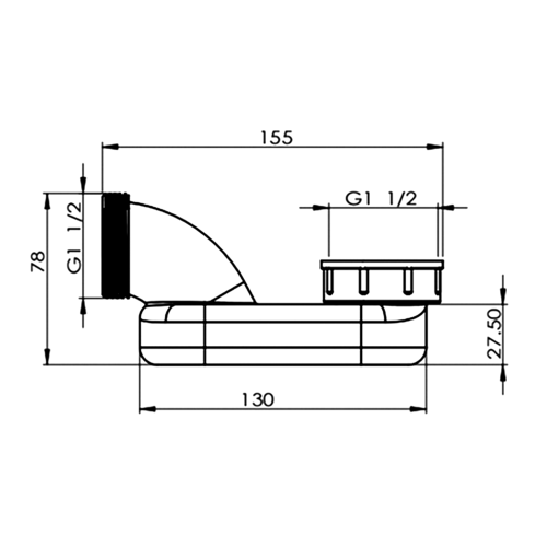 Rysunek techniczny - Syfon niski 6/4", DN40