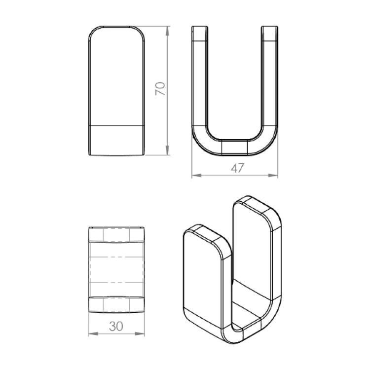 Rysunek techniczny - OUTLINE wieszak, czarny mat