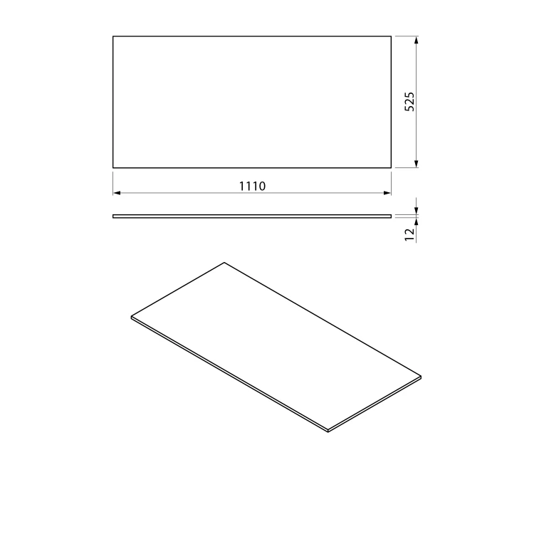 Rysunek techniczny - LOREA blat Rockstone 111x1,2x52,5cm, black attica