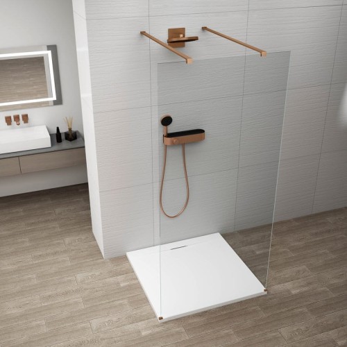 ESCA COPPER MATT jednoczęściowa kabina przysznicowa Walk-In, szkło czyste, 1300 mm