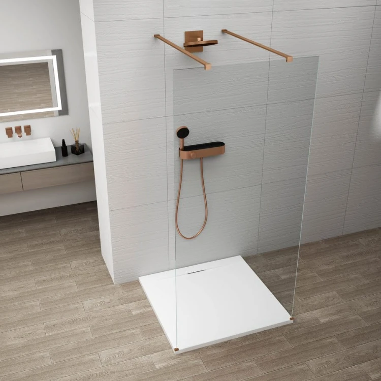 ESCA COPPER MATT jednoczęściowa kabina przysznicowa Walk-In, szkło czyste, 1300 mm