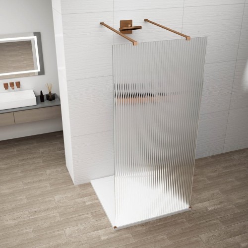 ESCA COPPER MATT jednoczęściowa kabina przysznicowa Walk-In, szklo Flute, 1500 mm