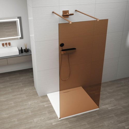 ESCA COPPER MATT jednoczęściowa kabina przysznicowa Walk-In, szklo Marron, 1500 mm