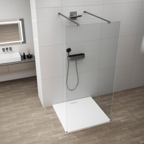 ESCA GUN METAL jednoczęściowa kabina przysznicowa Walk-In, szkło czyste, 1200 mm