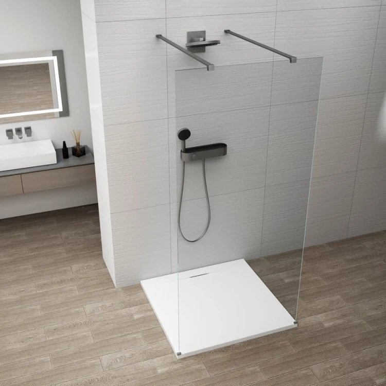 ESCA GUN METAL jednoczęściowa kabina przysznicowa Walk-In, szkło czyste, 1300 mm