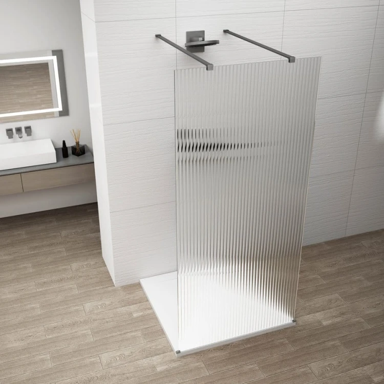 ESCA GUN METAL jednoczęściowa kabina przysznicowa Walk-In, szklo Flute, 1000 mm