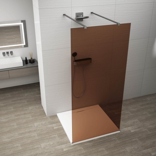 ESCA GUN METAL jednoczęściowa kabina przysznicowa Walk-In, szklo Marron, 1400 mm