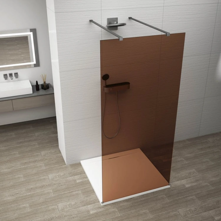 ESCA GUN METAL jednoczęściowa kabina przysznicowa Walk-In, szklo Marron, 1000 mm