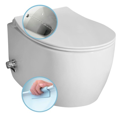 SENTIMENTI CLEANWASH WC wiszące, z dyszą bidetową i zaworem, Rimless, 36x53cm, biały